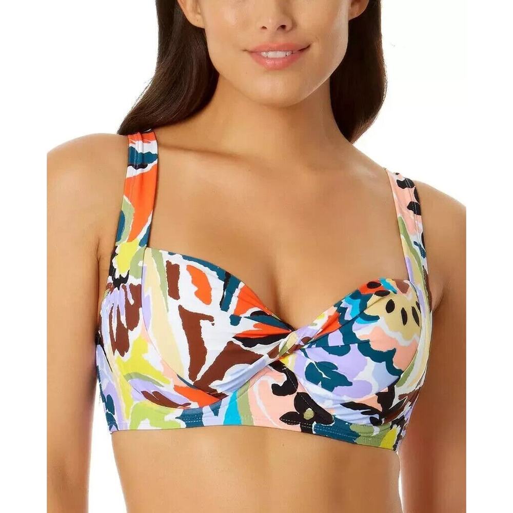 Anne Cole Women's Multi Printed Twist Front Underwire Bikini Top 34C/36B NWT